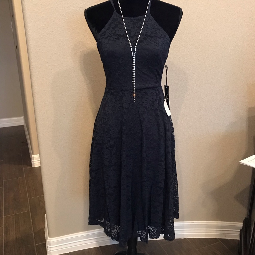 Lulus My Kingdom Navy Blue Lace Midi Dress